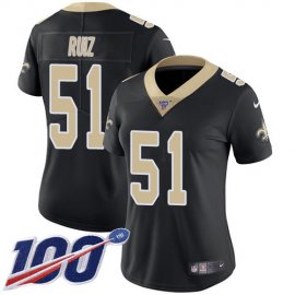 Nike New Orleans Saints #51 Cesar Ruiz Black Team Color Womens Stitched NFL 100th Season Vapor Untouchable Limited Jersey
