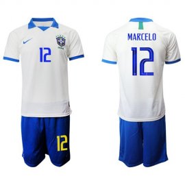 Brazil #12 Marcelo White Soccer Country Jersey