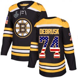 Adidas Boston Bruins #74 Jake DeBrusk Black Home Authentic USA Flag Stanley Cup Final Bound Stitched NHL Jersey