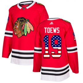 Adidas Chicago Blackhawks #19 Jonathan Toews Red Home Authentic USA Flag Stitched NHL Jersey