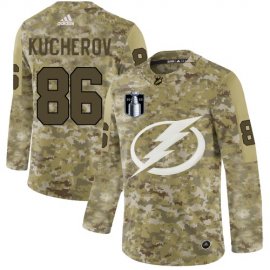 Adidas Tampa Bay Lightning #86 Nikita Kucherov Camo 2022 Stanley Cup Final Patch Authentic Stitched NHL Jersey Mens