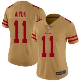 Nike San Francisco 49ers #11 Brandon Aiyuk Gold Womens Stitched NFL Limited Inverted Legend Jersey