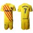 Barcelona #7 Coutinho Yellow Soccer Club Jersey
