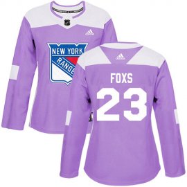 Adidas New York Rangers #23 Adam Foxs Purple Authentic Fights Cancer Womens Stitched NHL Jersey