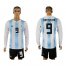 Argentina #9 Batistuta Home Long Sleeves Soccer Country Jersey