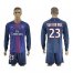 Paris Saint-Germain #23 Van Der Wiel Home Long Sleeves Soccer Club Jersey