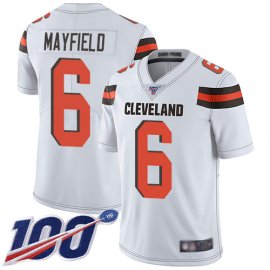 Nike Cleveland Browns #6 Baker Mayfield White Mens Stitched NFL 100th Season Vapor Limited Jersey