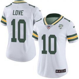 Nike Green Bay Packers #10 Jordan Love White Womens 100th Season Stitched NFL Vapor Untouchable Limited Jersey