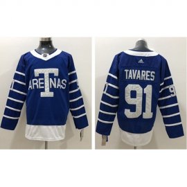 Adidas Toronto Maple Leafs #91 John Tavares Blue Authentic 1918 Arenas Throwback Stitched NHL Jersey
