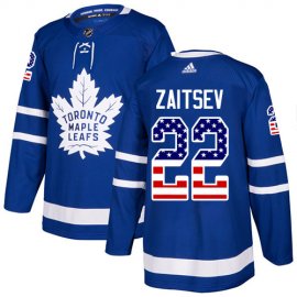 Adidas Toronto Maple Leafs #22 Nikita Zaitsev Blue Home Authentic USA Flag Stitched NHL Jersey