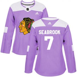 Adidas Chicago Blackhawks #7 Brent Seabrook Purple Authentic Fights Cancer Womens Stitched NHL Jersey