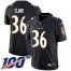 Nike Baltimore Ravens #36 Chuck Clark Black Alternate Mens Stitched NFL 100th Season Vapor Untouchable Limited Jersey