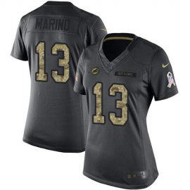 Nike Miami Dolphins #13 Dan Marino Black Womens Stitched NFL Limited 2016 Salute to Service Jersey