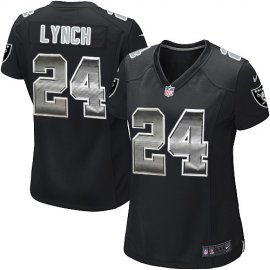 Nike Las Vegas Raiders #24 Marshawn Lynch Black Team Color Womens Stitched NFL Elite Strobe Jersey