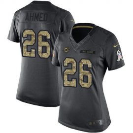 Nike Miami Dolphins #26 Salvon Ahmed Black Womens Stitched NFL Limited 2016 Salute to Service Jersey
