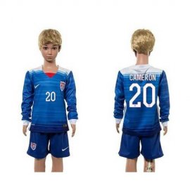 USA #20 Cameron Away Long Sleeves Kid Soccer Country Jersey