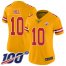 Nike Kansas City Chiefs #10 Tyreek Hill Gold Womens Stitched NFL Limited Inverted Legend 100th Season Jersey