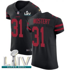 Nike San Francisco 49ers #31 Raheem Mostert Black Super Bowl LIV 2020 Alternate Mens Stitched NFL New Elite Jersey