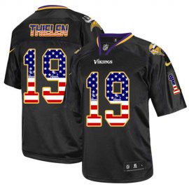 Nike Minnesota Vikings #19 Adam Thielen Black Mens Stitched NFL Elite USA Flag Fashion Jersey