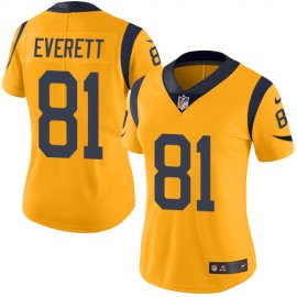 Nike Los Angeles Rams #81 Gerald Everett Gold Womens Stitched NFL Limited Rush Jersey
