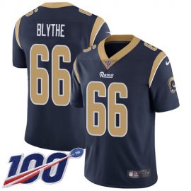 Nike Los Angeles Rams #66 Austin Blythe Navy Blue Team Color Mens Stitched NFL 100th Season Vapor Untouchable Limited Jersey