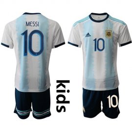 Argentina #10 Messi Home Kid Soccer Country Jersey