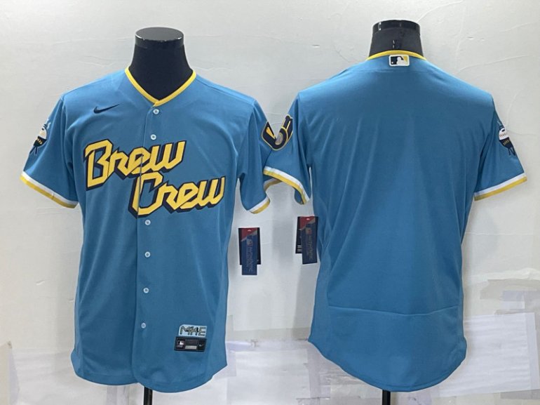 Brewers Blank Blue Nike 2022 City Connect Flexbase Jersey Brewers Blank Blue Nike 2022 City Connect Flexbase Jersey