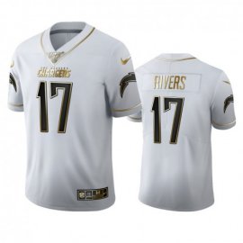 Los Angeles Chargers #17 Philip Rivers Mens Nike White Golden Edition Vapor Limited NFL 100 Jersey