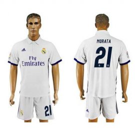 Real Madrid #21 Morata White Home Soccer Club Jersey
