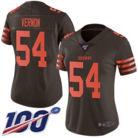 Nike Cleveland Browns #54 Olivier Vernon Brown Womens Stitched NFL Limited Rush 100th Season Jersey