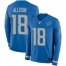 Nike Detroit Lions #18 Geronimo Allison Blue Team Color Mens Stitched NFL Limited Therma Long Sleeve Jersey