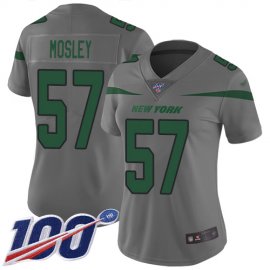Nike New York Jets #57 C.J. Mosley Gray Womens Stitched NFL Limited Inverted Legend 100th Season Jersey