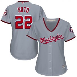 Washington Nationals #22 Juan Soto Grey Road Womens Stitched MLB Jersey
