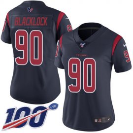 Nike Houston Texans #90 Ross Blacklock Navy Blue Womens Stitched NFL Limited Rush 100th Season Jersey