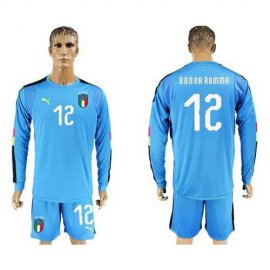 Italy #12 Donna Rumma Blue Long Sleeves Goalkeeper Soccer Country Jersey