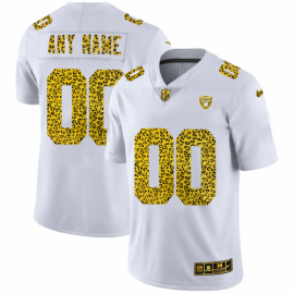 Las Vegas Raiders Custom Mens Nike Flocked Leopard Print Vapor Limited NFL Jersey White