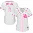 Chicago Cubs #8 Andre Dawson White/Pink Fashion Womens Stitched MLB Jersey