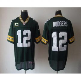 Nike Green Bay Packers #12 Aaron Rodgers Green Team Color With C Patch Mens Stitched NFL Elite Jersey