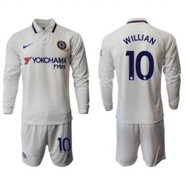 Chelsea #10 Willian Away Long Sleeves Soccer Club Jersey