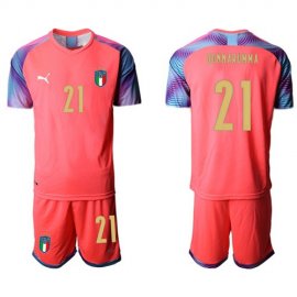 Italy #21 Donnarumma Pink Goalkeeper Soccer Country Jersey