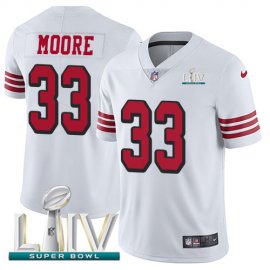 Nike San Francisco 49ers #33 Tarvarius Moore White Super Bowl LIV 2020 Rush Mens Stitched NFL Vapor Untouchable Limited Jersey