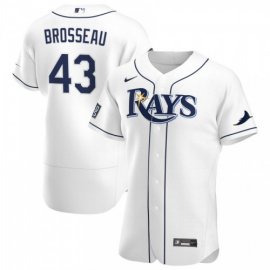 Tampa Bay Rays #43 Mike Brosseau Mens Nike White Home 2020 World Series Bound Authentic Player MLB Jersey