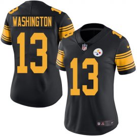 Nike Pittsburgh Steelers #13 James Washington Black Womens Stitched NFL Limited Rush Jersey