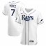 Tampa Bay Rays #7 Michael Perez Mens Nike White Home 2020 World Series Bound Authentic Player MLB Jersey