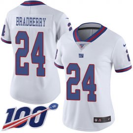 Nike New York Giants #24 James Bradberry White Womens Stitched NFL Limited Rush 100th Season Jersey