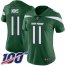 Nike New York Jets #11 Denzel Mim Green Team Color Womens Stitched NFL 100th Season Vapor Untouchable Limited Jersey