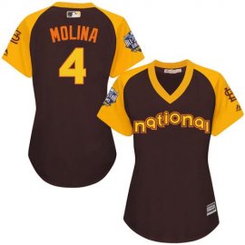 St.Louis Cardinals #4 Yadier Molina Brown 2016 All-Star National League Womens Stitched MLB Jersey