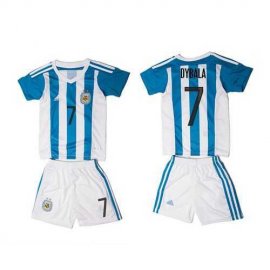 Argentina #7 Dybala Home Kid Soccer Country Jersey
