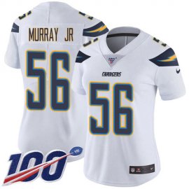 Nike Los Angeles Chargers #56 Kenneth Murray Jr White Womens Stitched NFL 100th Season Vapor Untouchable Limited Jersey