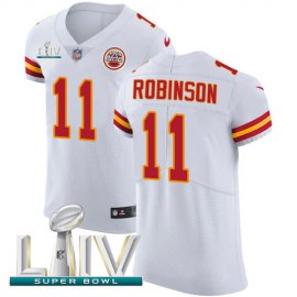 Nike Kansas City Chiefs #11 Demarcus Robinson White Super Bowl LIV 2020 Mens Stitched NFL New Elite Jersey